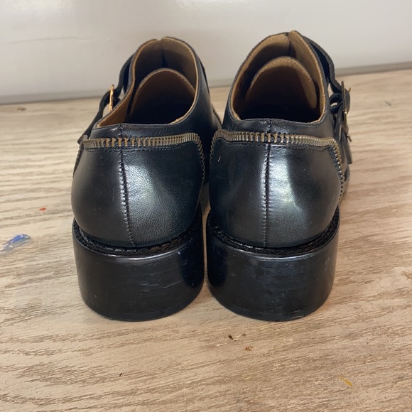 Rachel Zoe Black Leather and Snake Skin Monk Strap Buckle Shoe. Size 6.5 - Picture 5 of 7